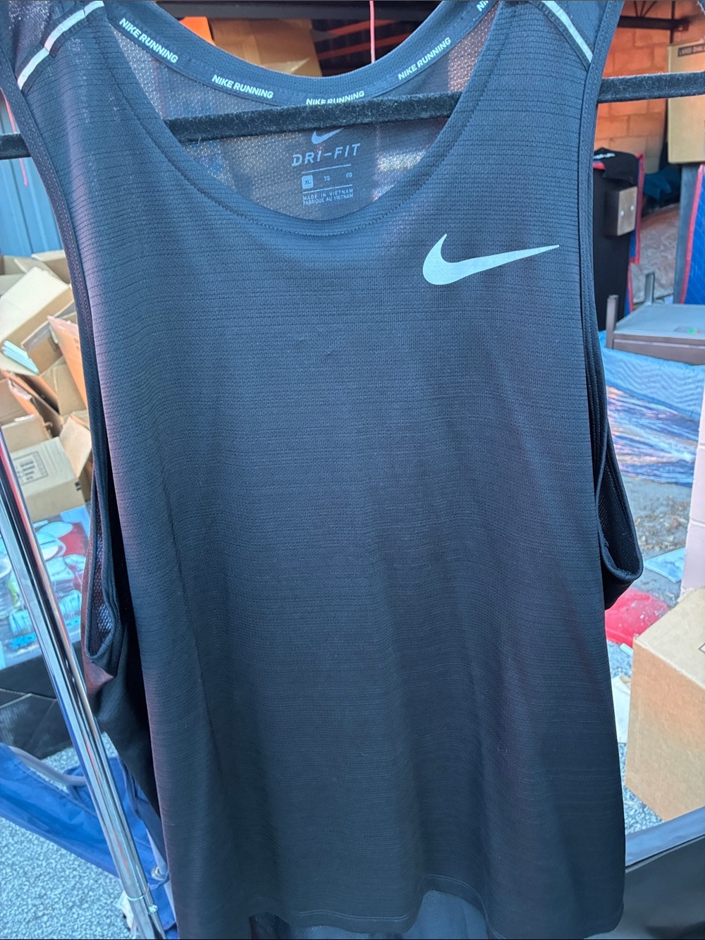 Nike Black Men's Dri-FIT Tank with White Swoosh